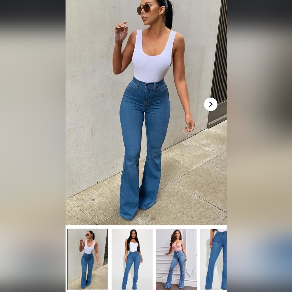 Fashion Nova Deep In My Soul Medium Blue Flare Jeans
